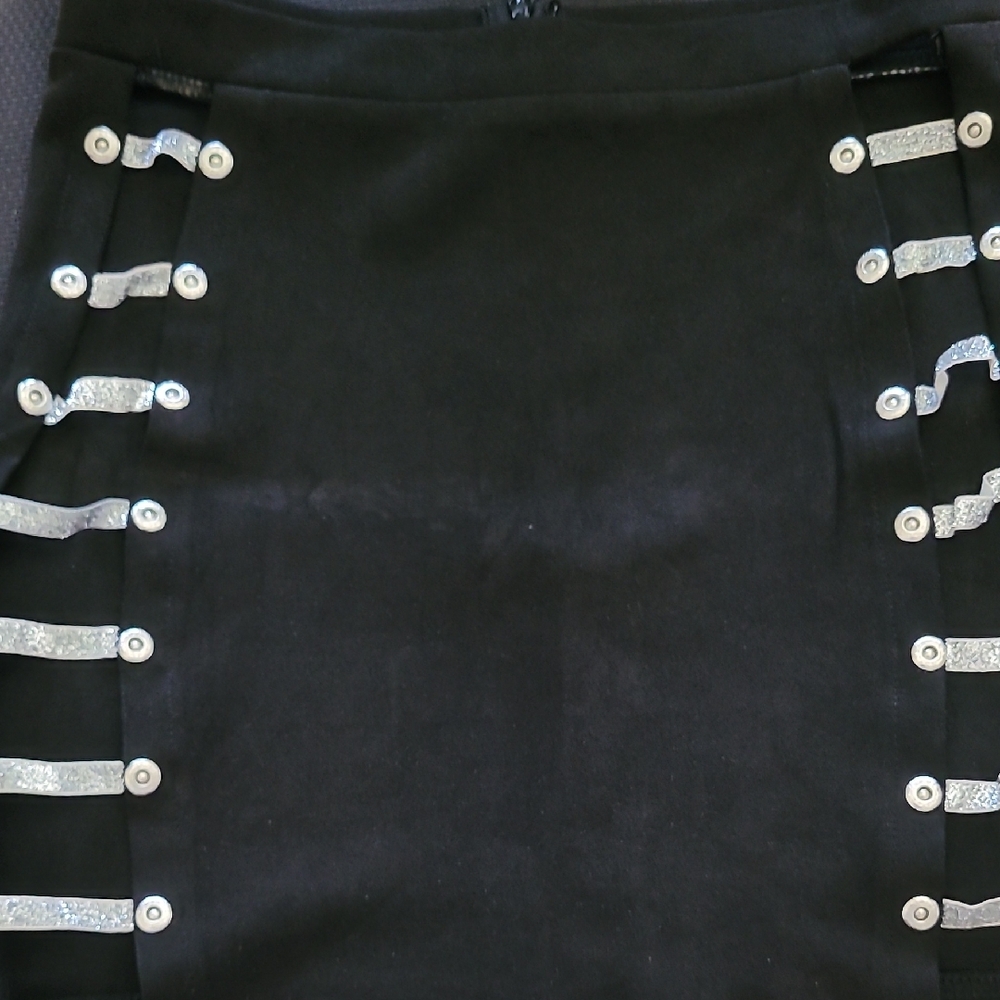Embellished Black Mini Pencil Skirt